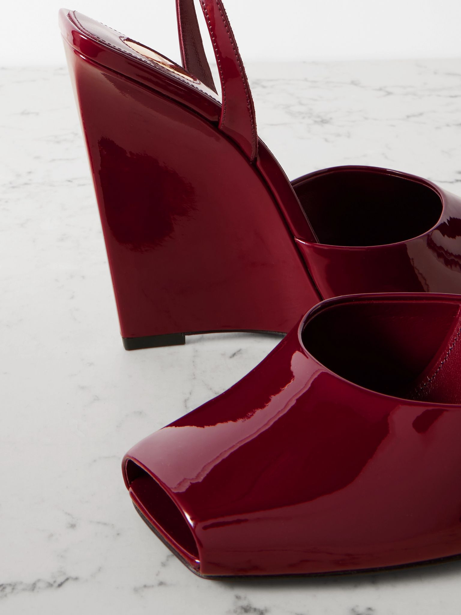 La Scandale patent-leather wedge sandals Burgundy - 4