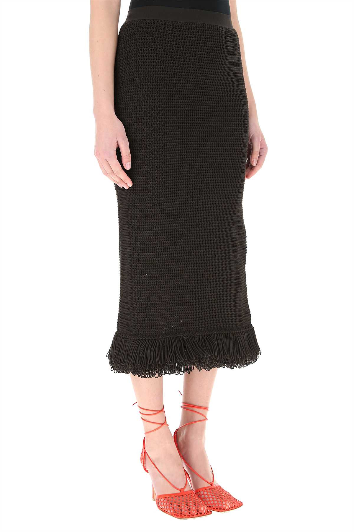 Bottega Veneta Women Dark Brown Cotton Skirt - 3