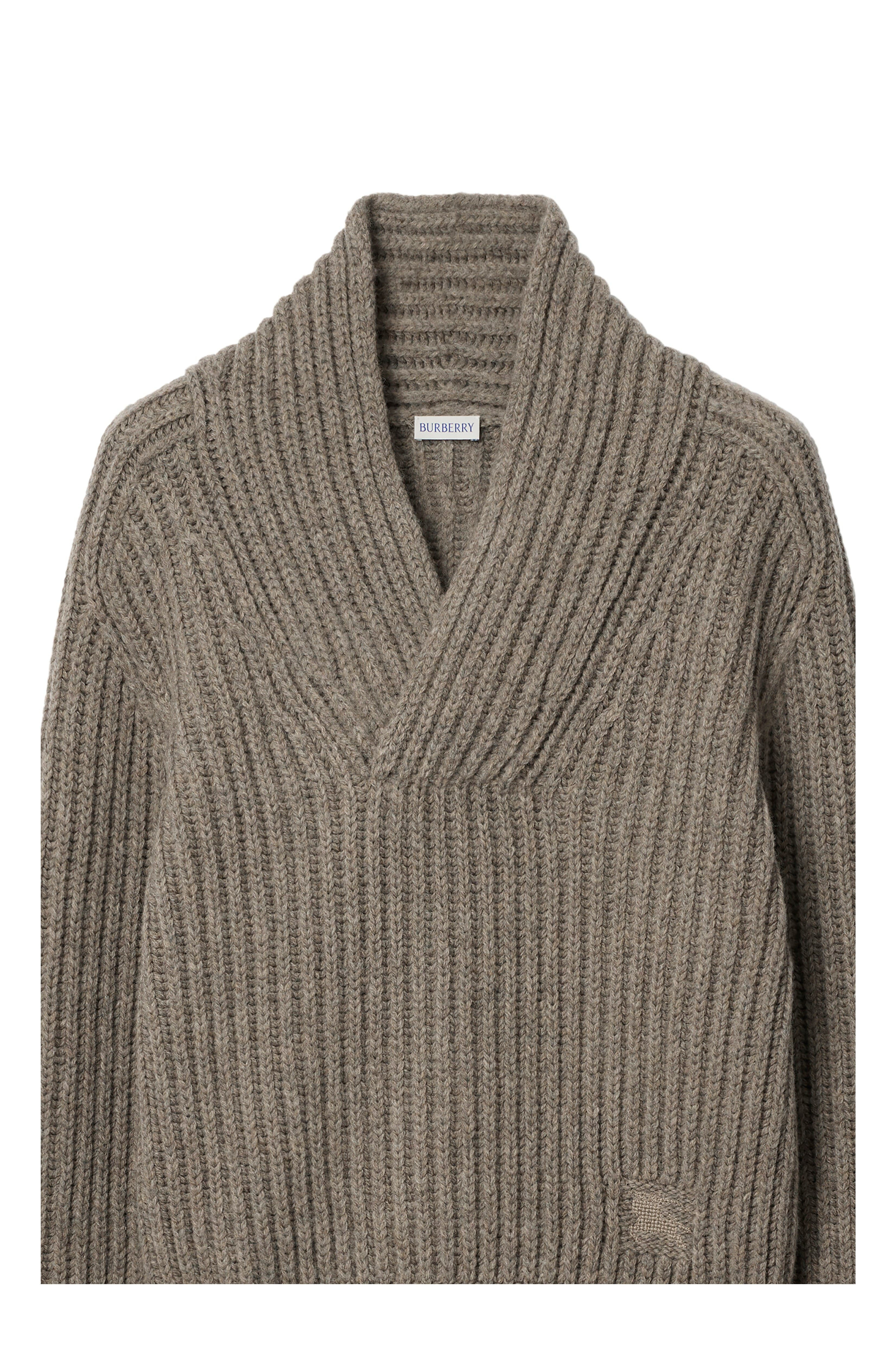 burberry Shawl Collar Wool Sweater in Beige Melange at Nordstrom - 2