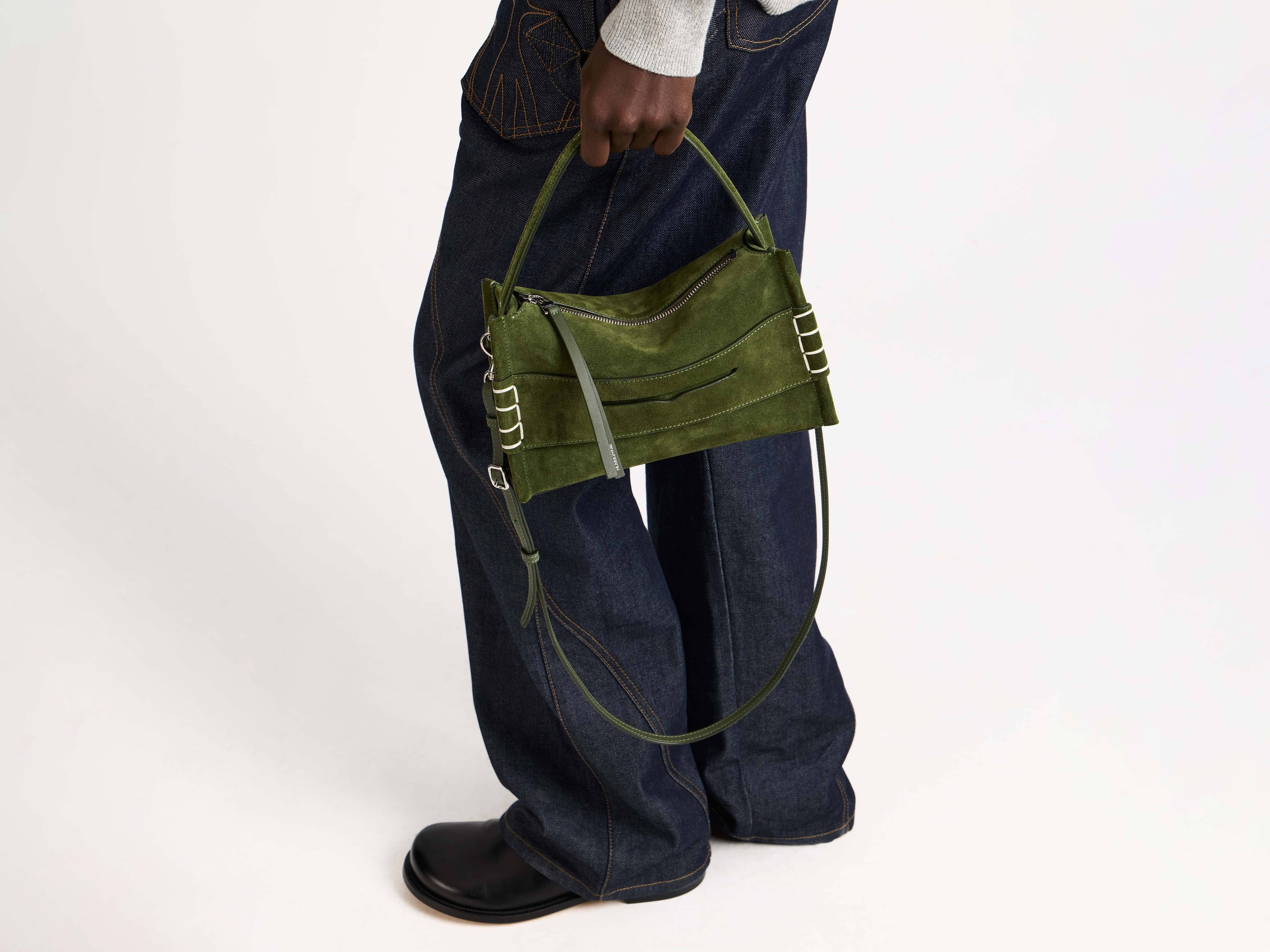 SMALL LOAFER BAG IN KHAKI SUEDE - 5