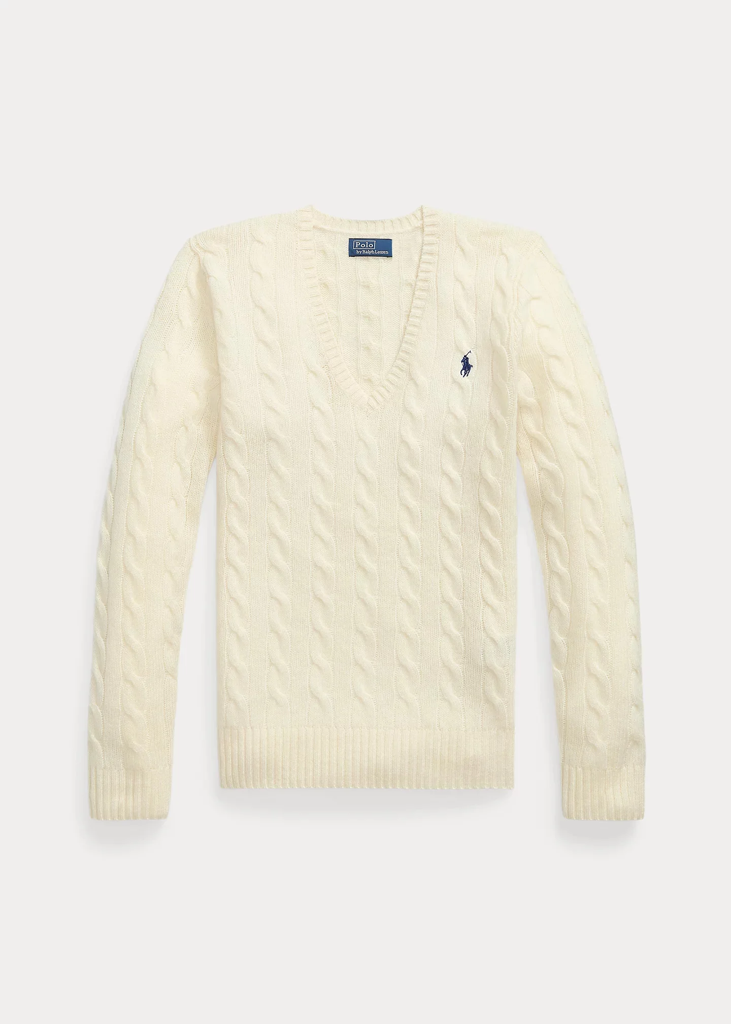 Cable-Knit Wool-Cashmere V-Neck Sweater - 1