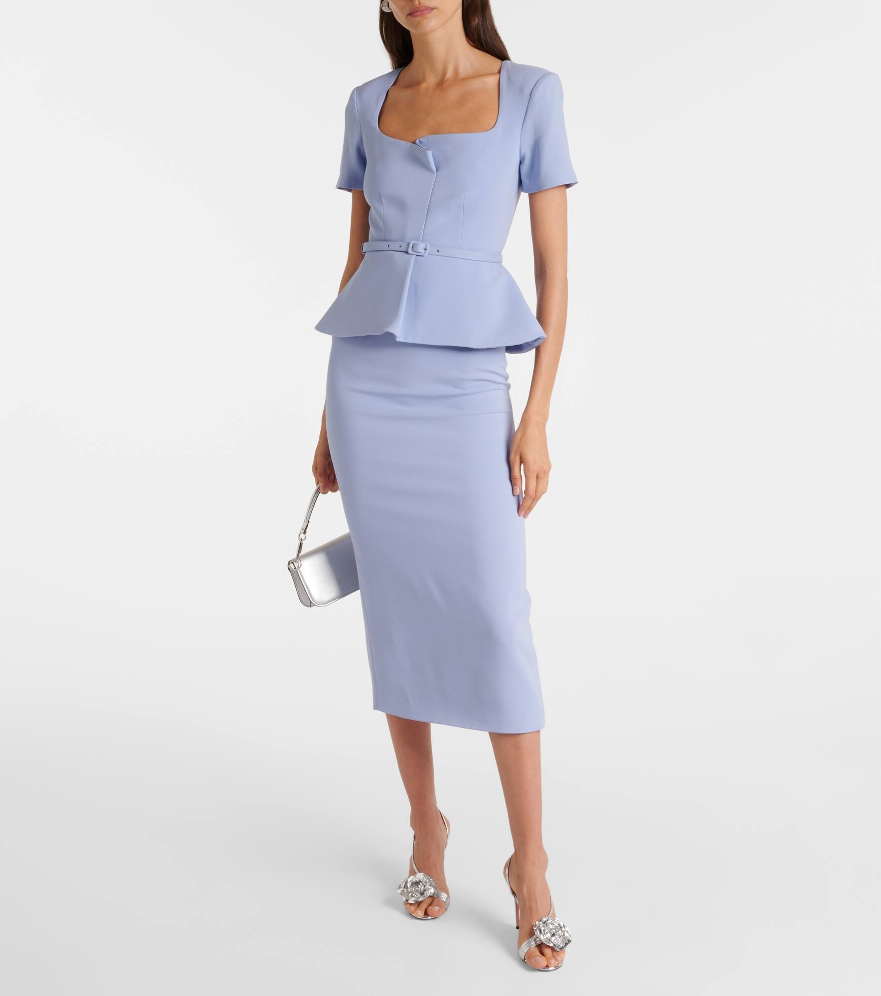 Peplum silk and wool-blend midi dress - 2