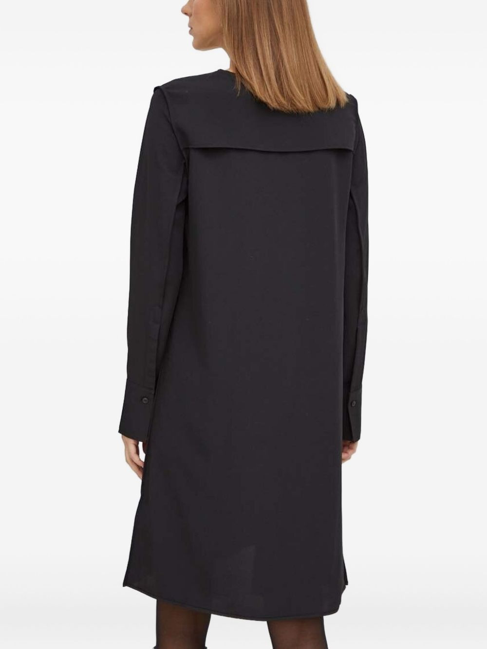 long-sleeve overlay asymmetrical day dress - 2