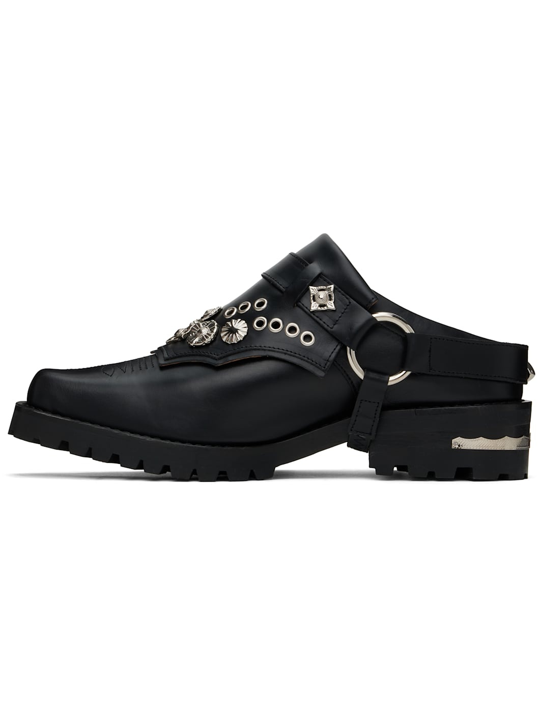 Black Leather Slip-on Loafers - 3