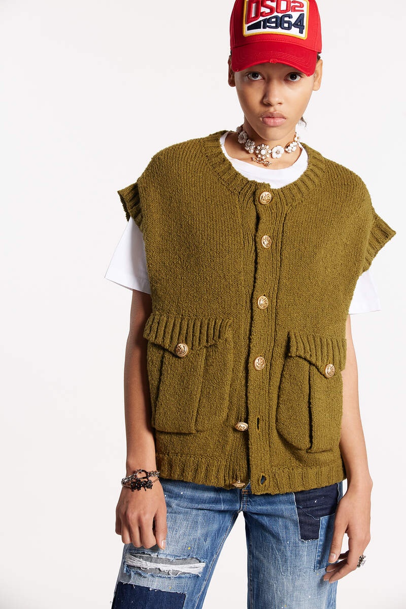 PATCH POCKET VEST KNIT - 3