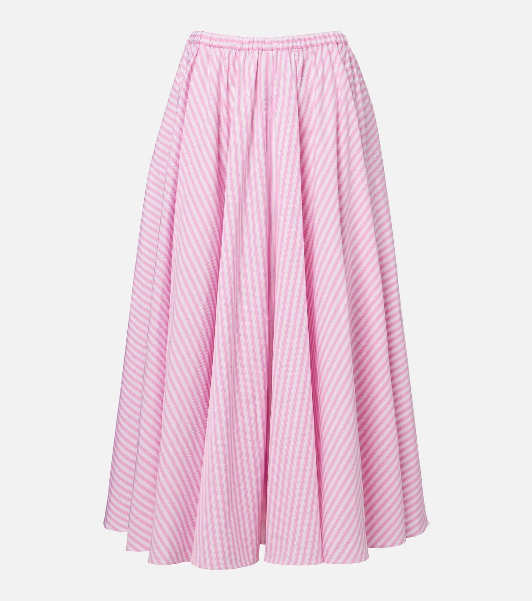 Pleated striped cotton poplin midi skirt - 1