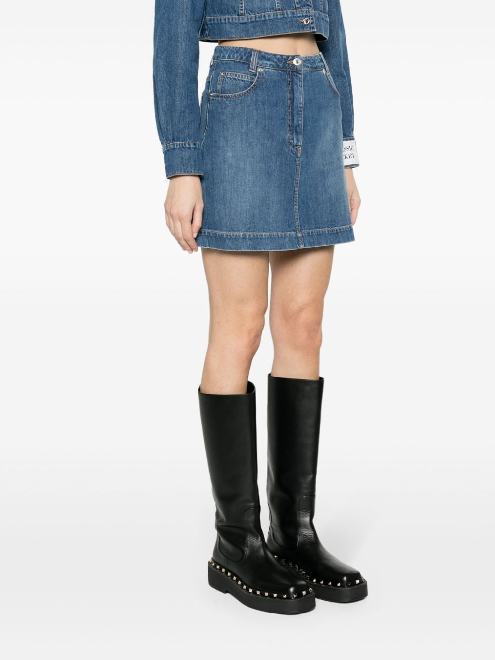 A-line denim miniskirt - 3