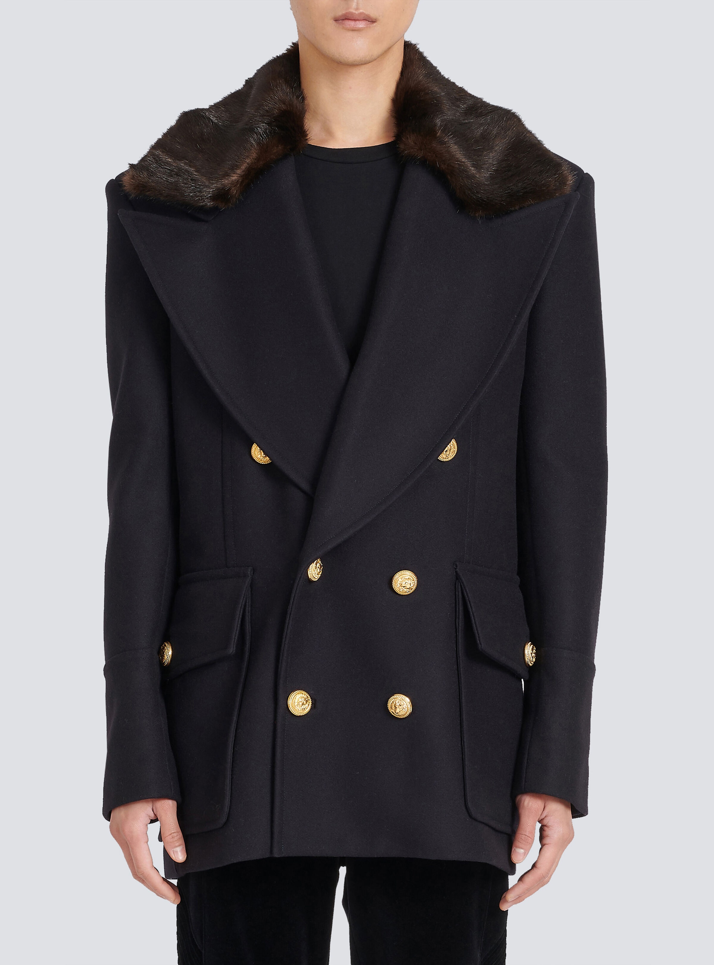 Unisex - Six-button wool coat with detachable collar - 8