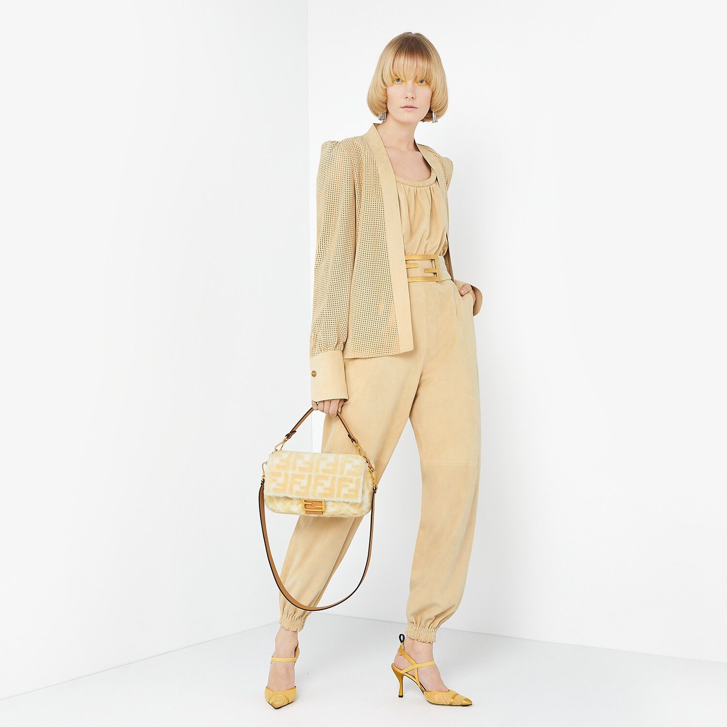 Beige suede jumpsuit - 4