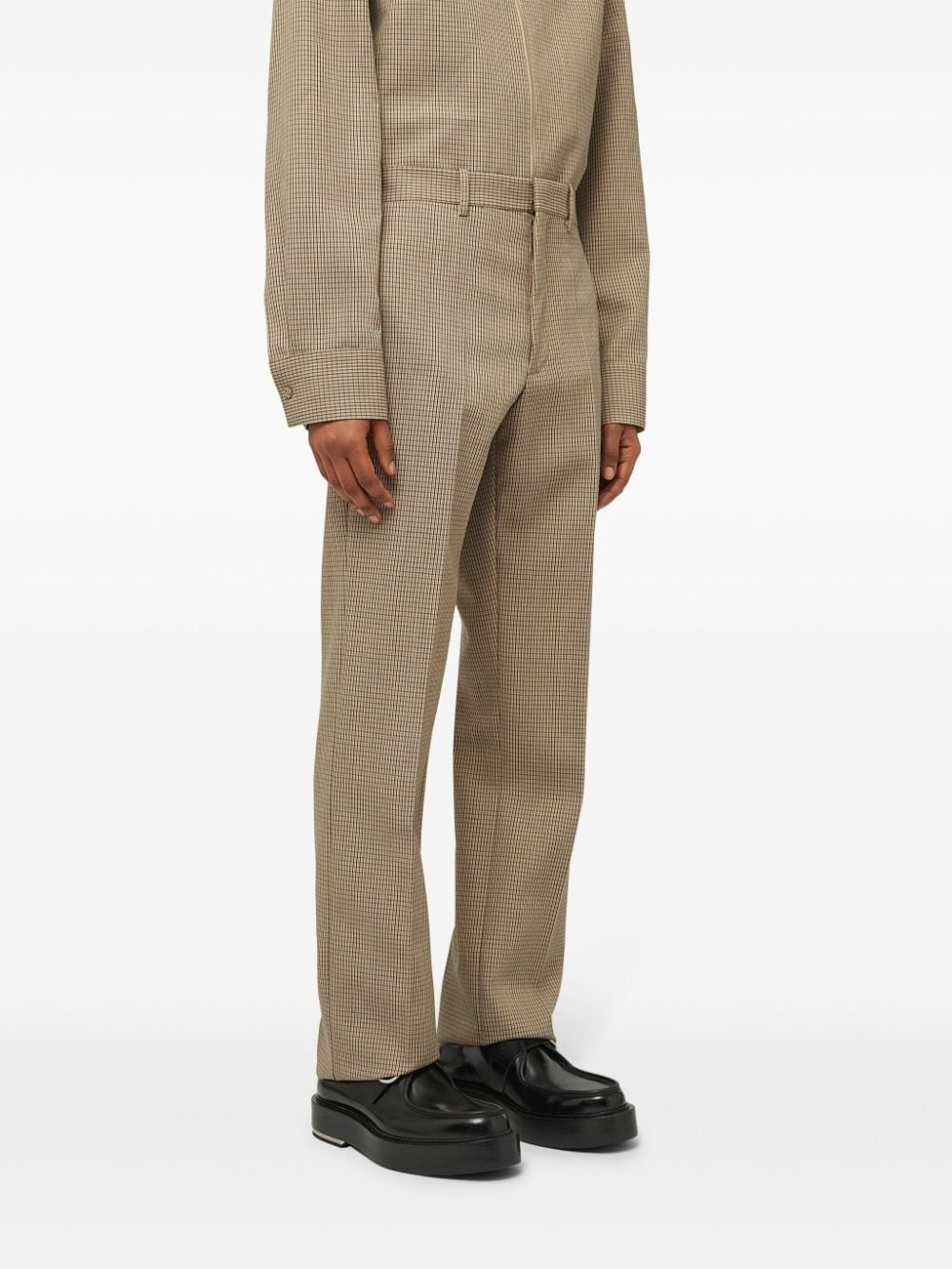 check-pattern straight-leg trousers - 4