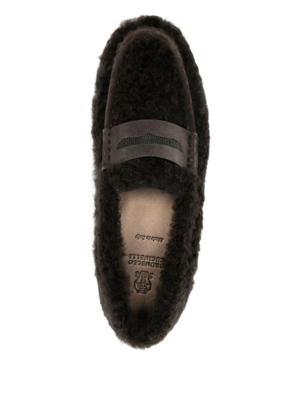 shearling penny loafers - 4