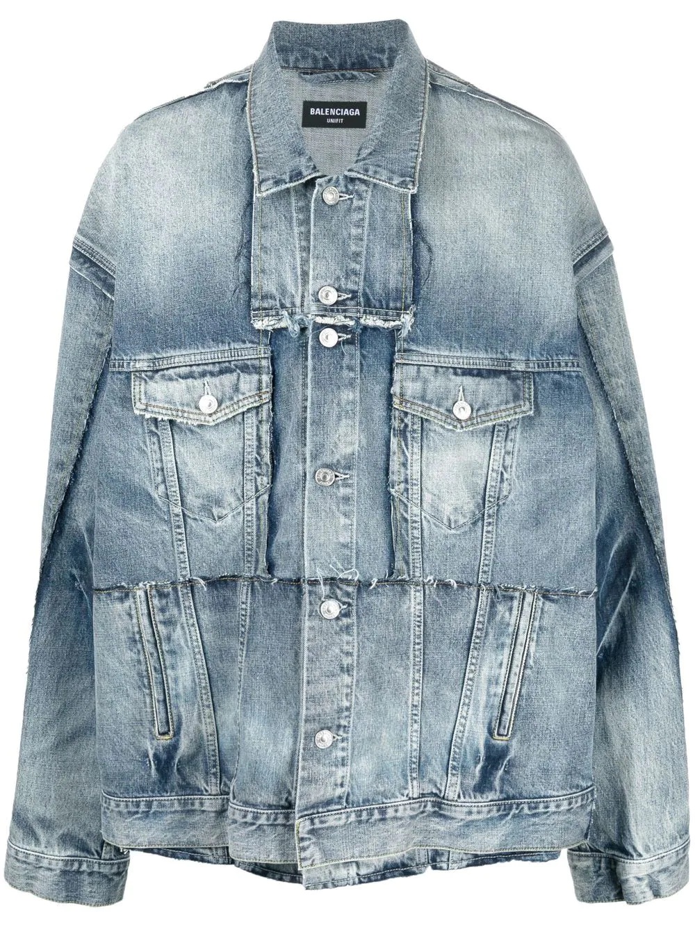 patchwork-panel design denim jacket - 1