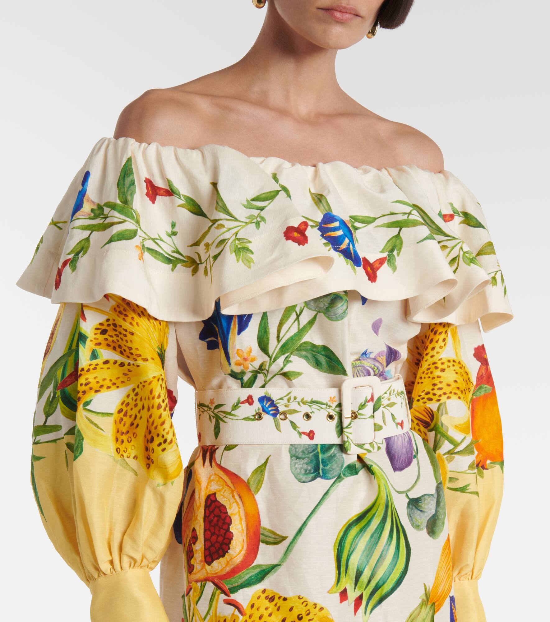 Flores floral linen-blend minidress - 4