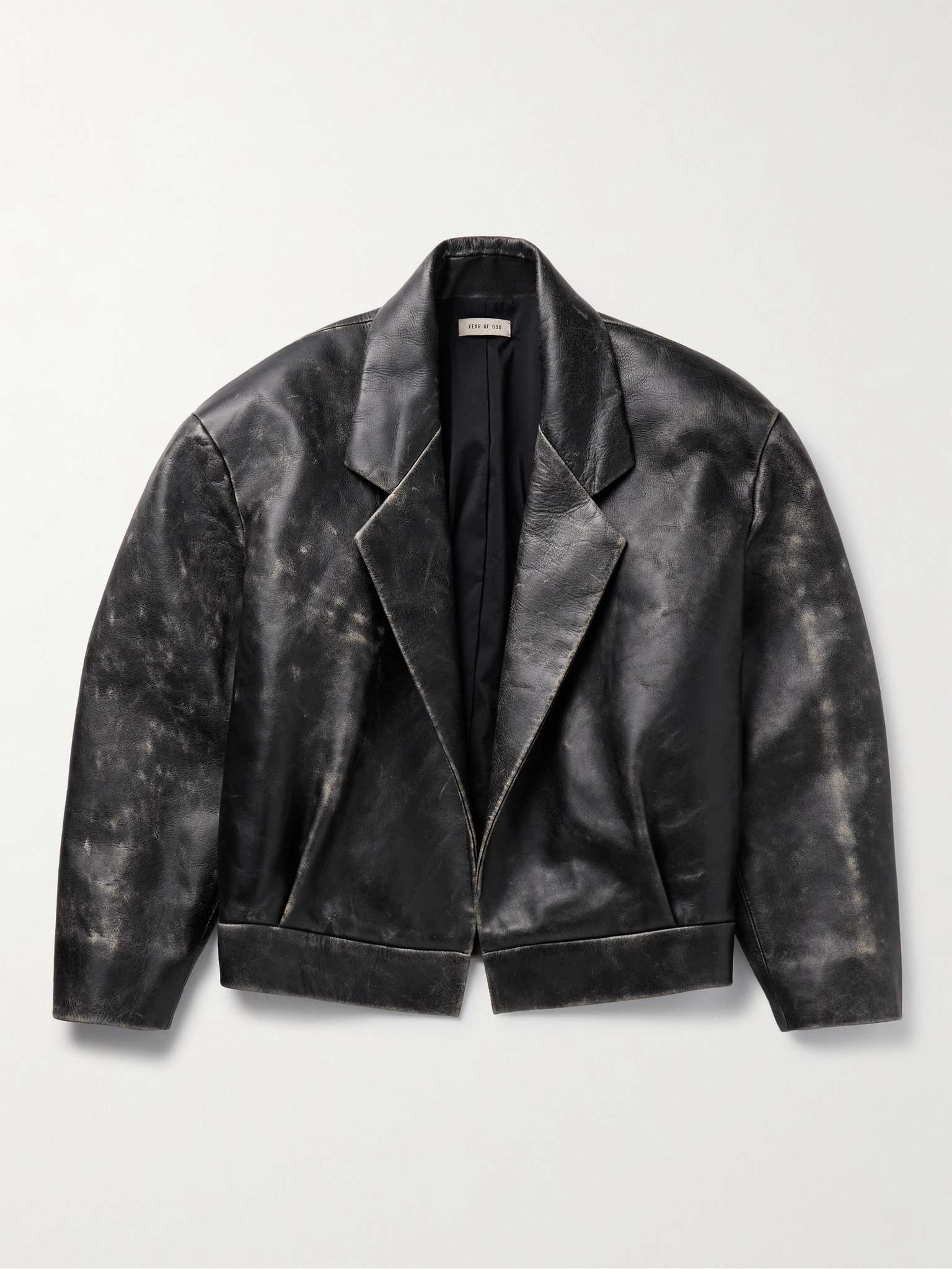 Distressed Pleated Leather Jacket - 1