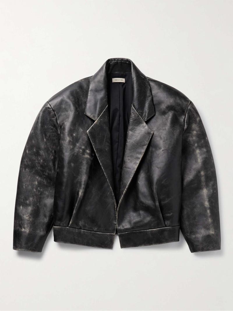 Distressed Pleated Leather Jacket 1