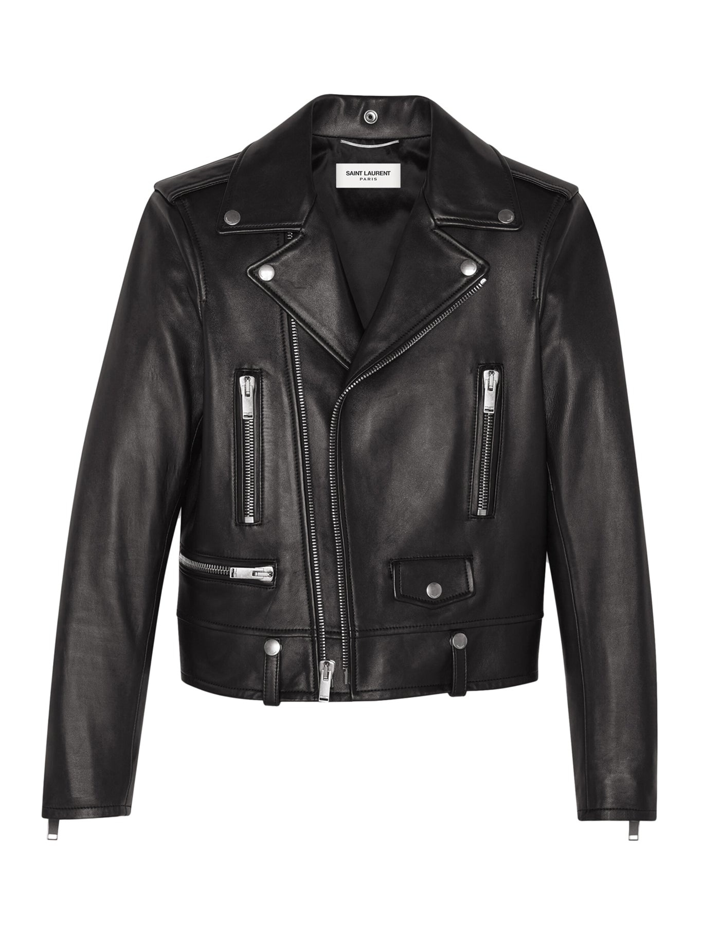BLACK LEATHER MOTORCYCLE JACKET - 1