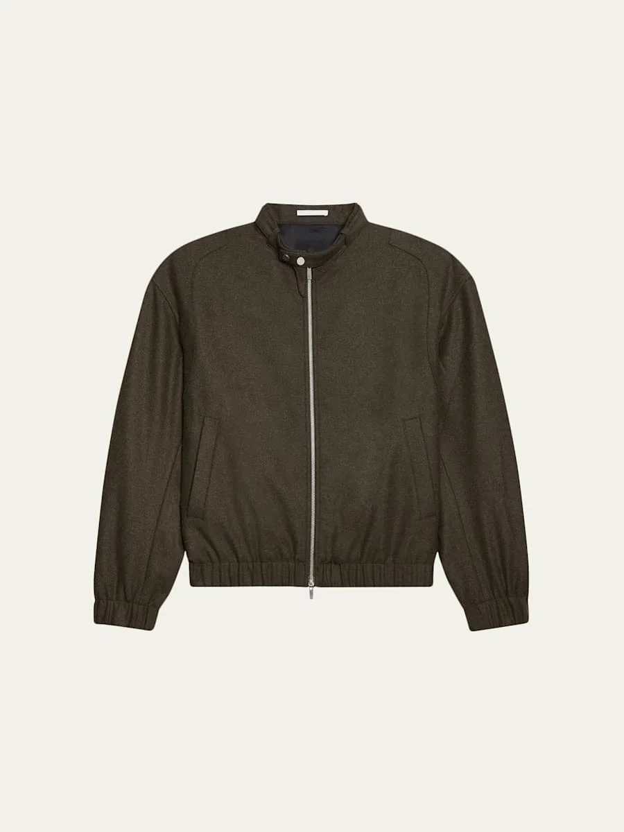 Men's Belted Wool-Blend Bomber Jacket - 1