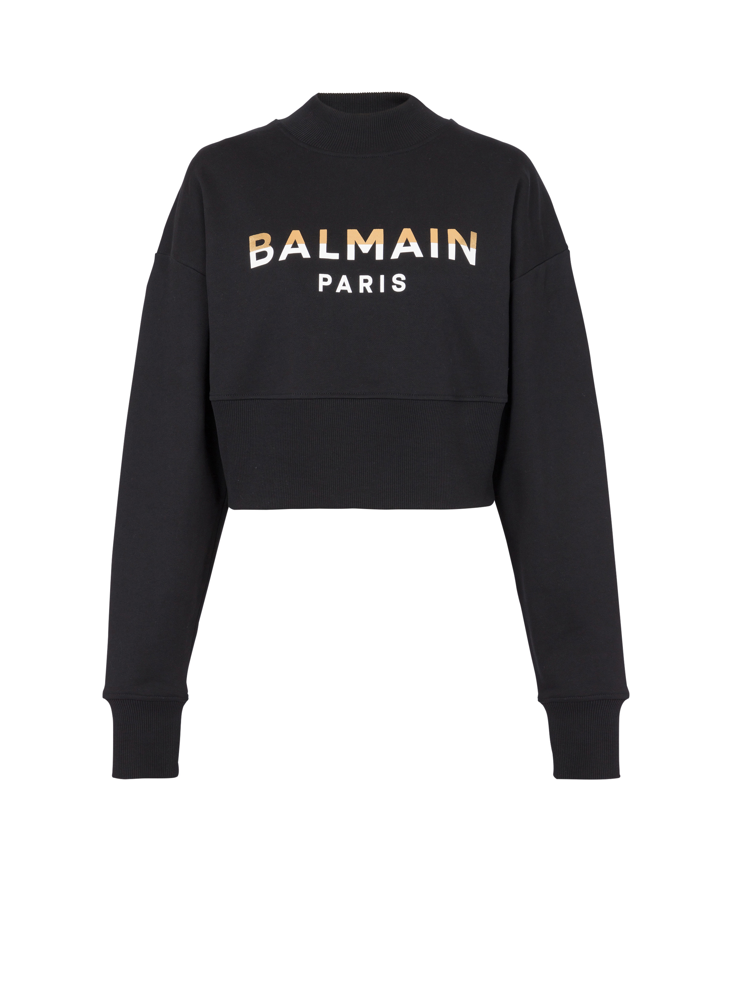 Cropped sweatshirt with Balmain Paris print - 1