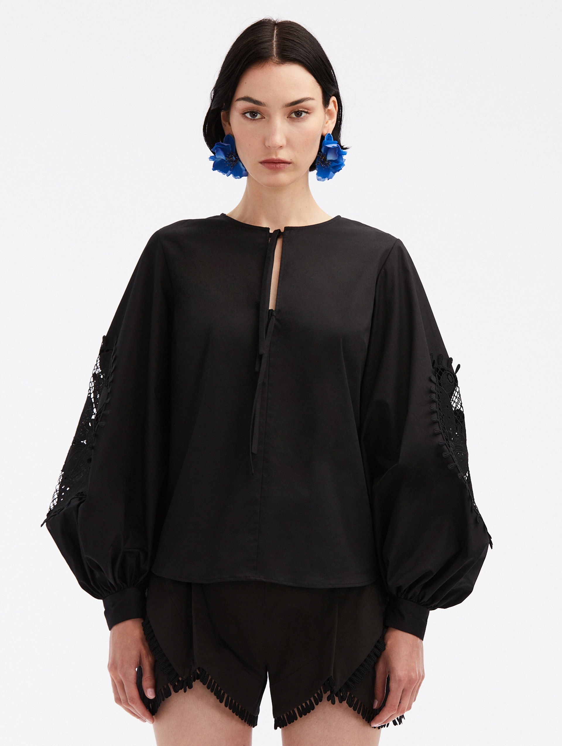 CACTUS EYELET GUIPURE INSET BLOUSE - 1
