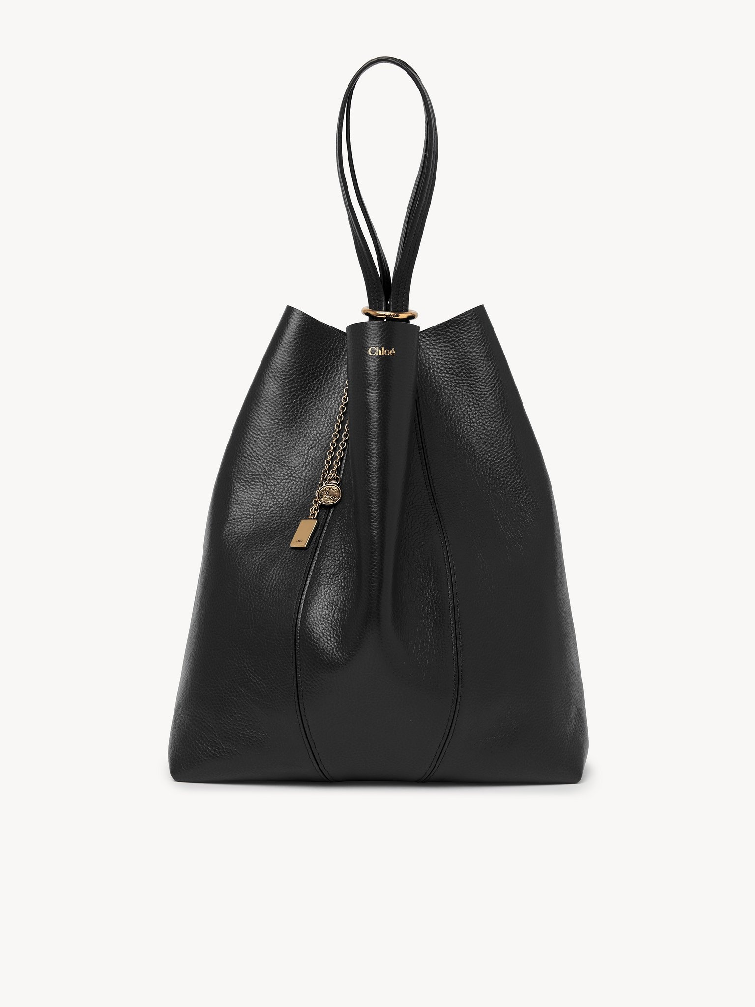 Chloé LARGE CHLOÉ SPIN TOTE BAG IN GRAINED LEATHER | REVERSIBLE