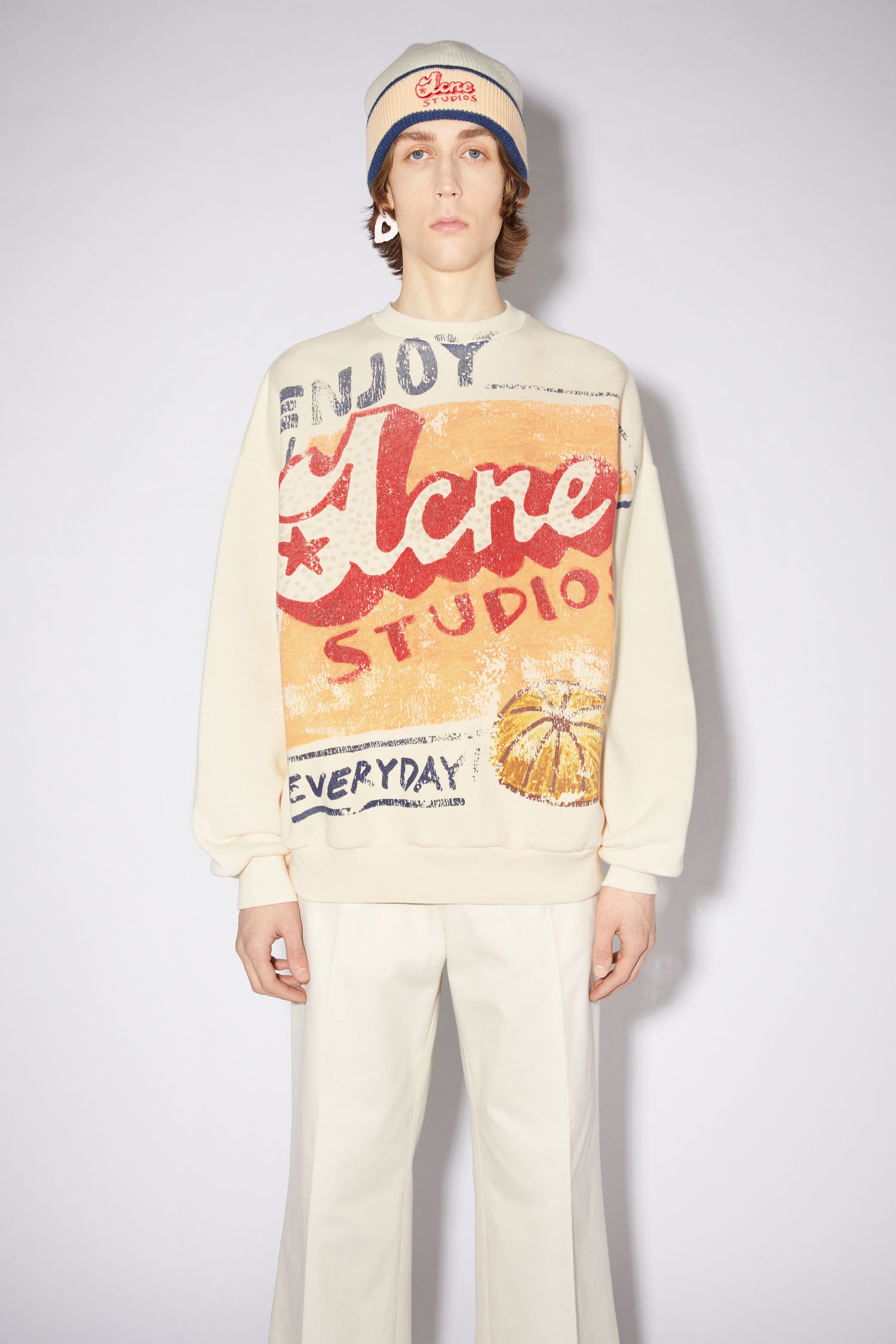 Printed sweatshirt - Ecru/peach - 2