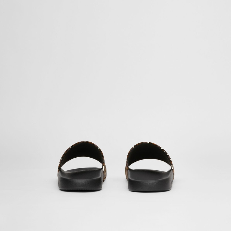 Monogram Flocked Leather Slides 6