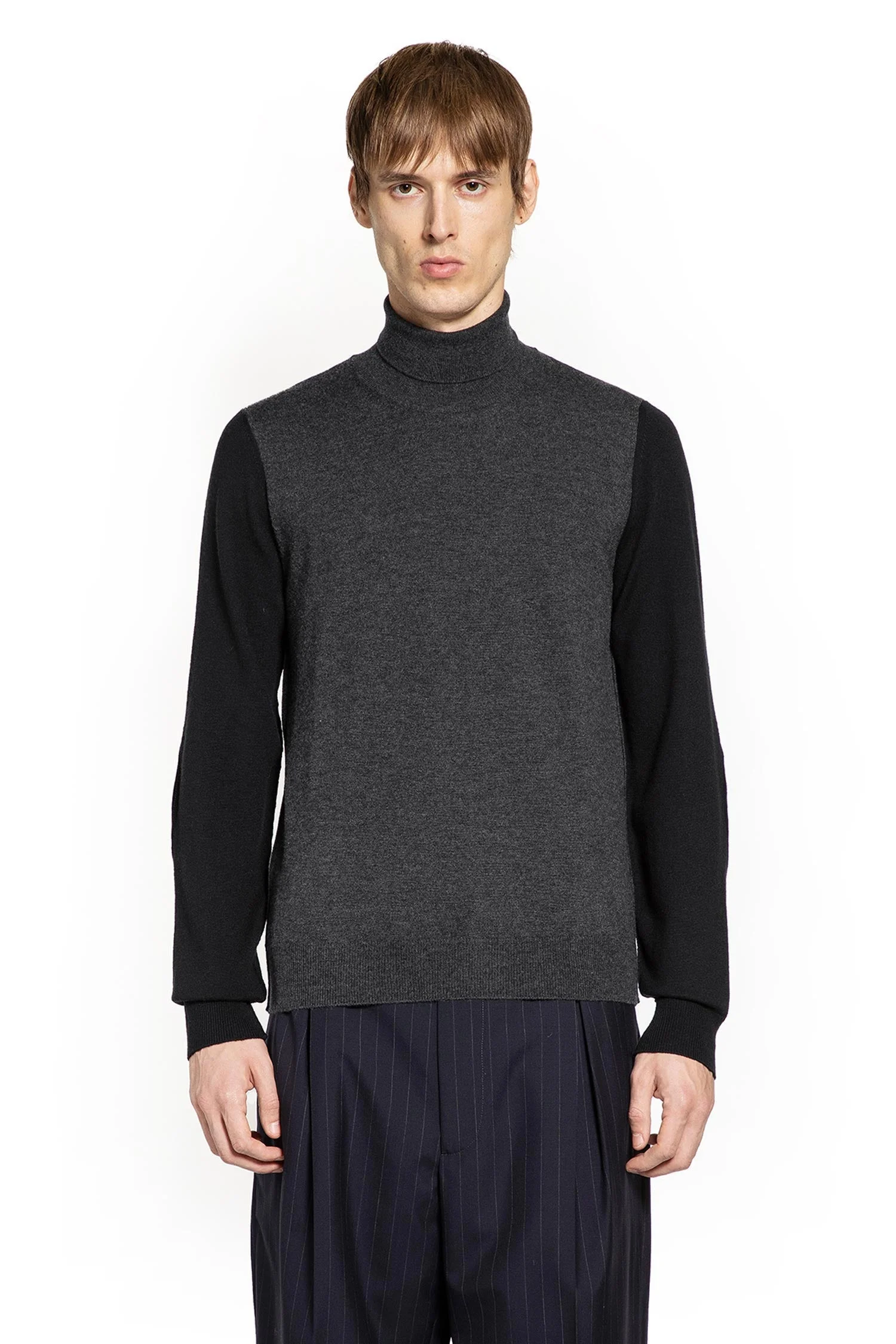 Two-tone Wool Turtleneck Sweater - 1