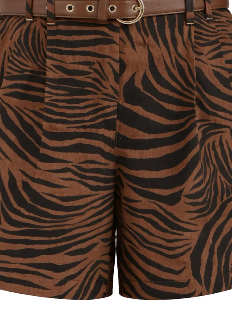 Max Mara belted zebra-print cotton shorts outlook