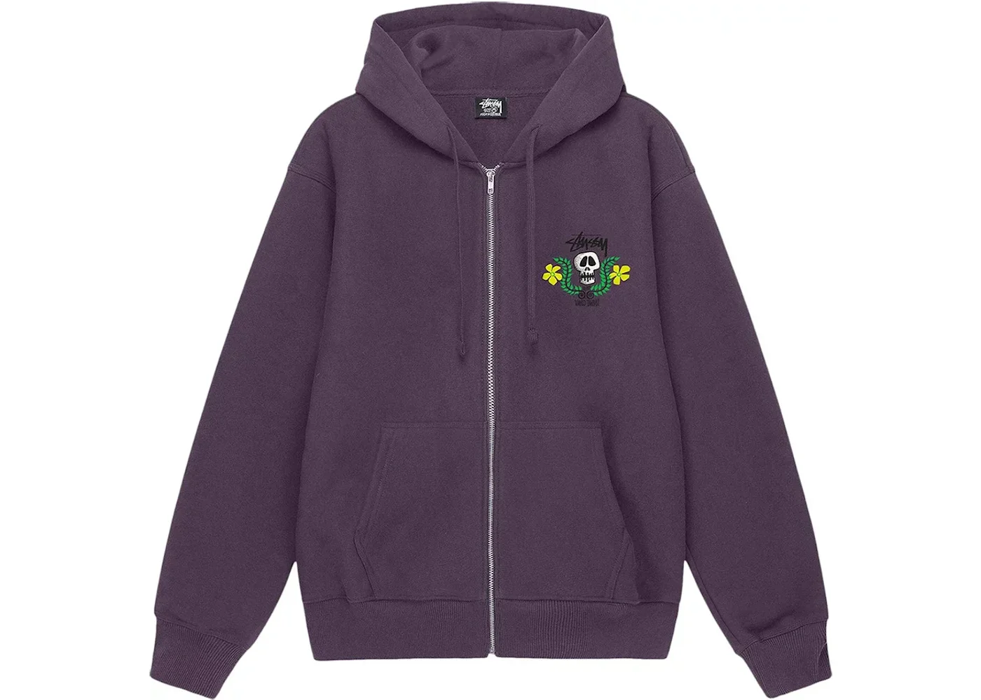 Stussy Skull Crest Zip Hoodie Grape - 1