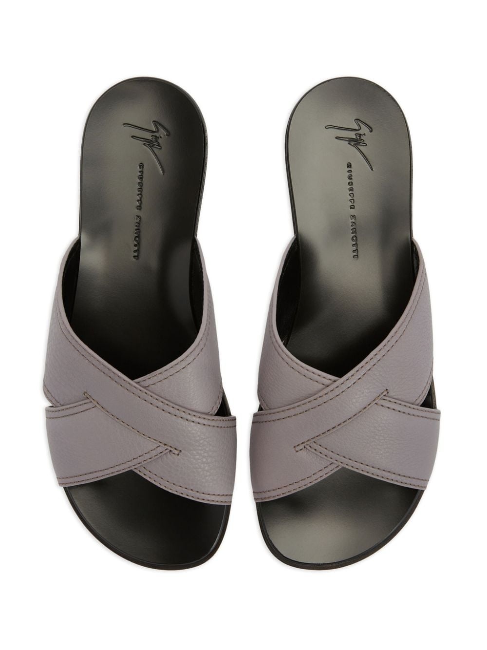 Flavio crossover-straps leather slides - 4