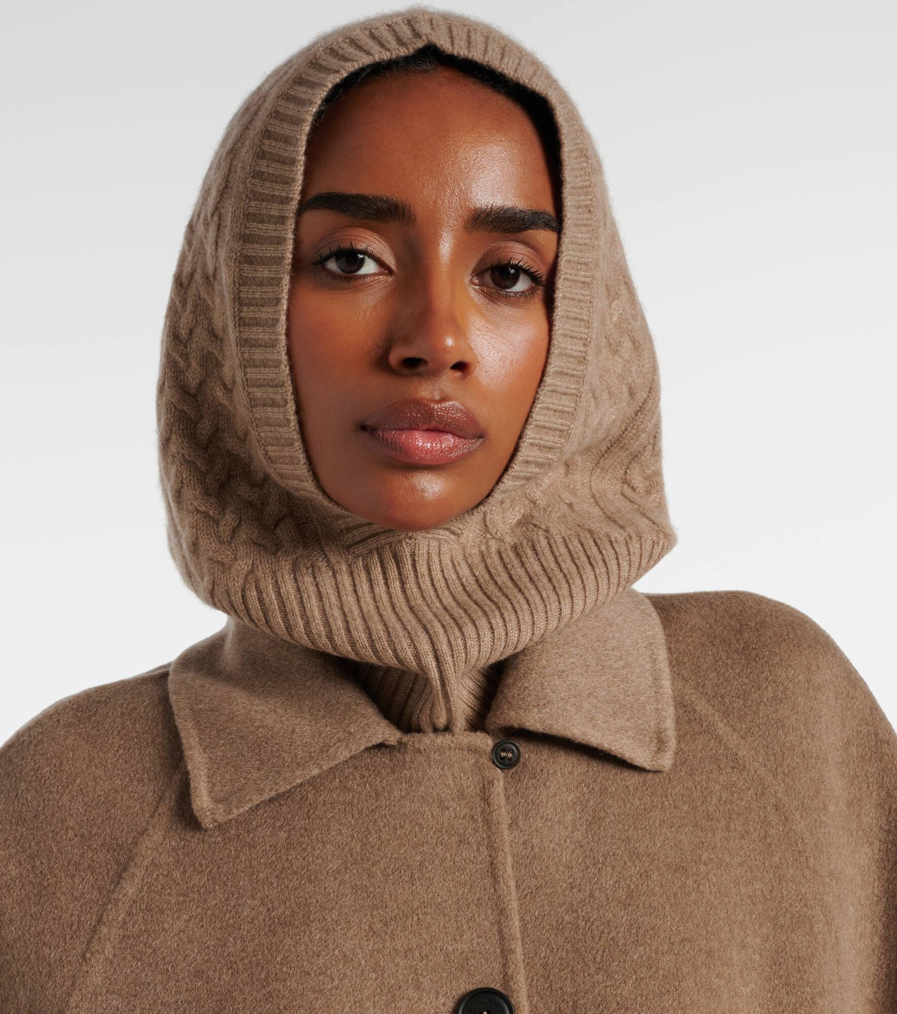 Romana cable-knit cashmere hood - 2