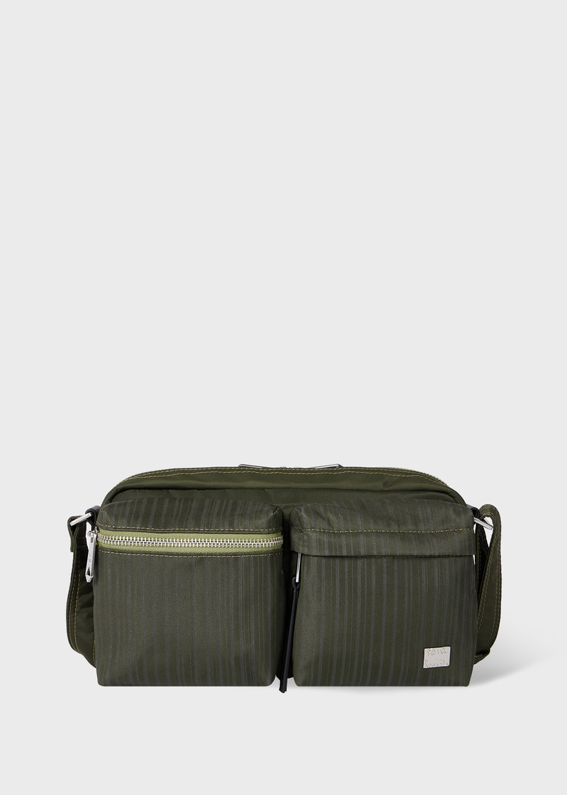 Green 'Laser Stripe' Recycled-Nylon Cross-Body Bag 1