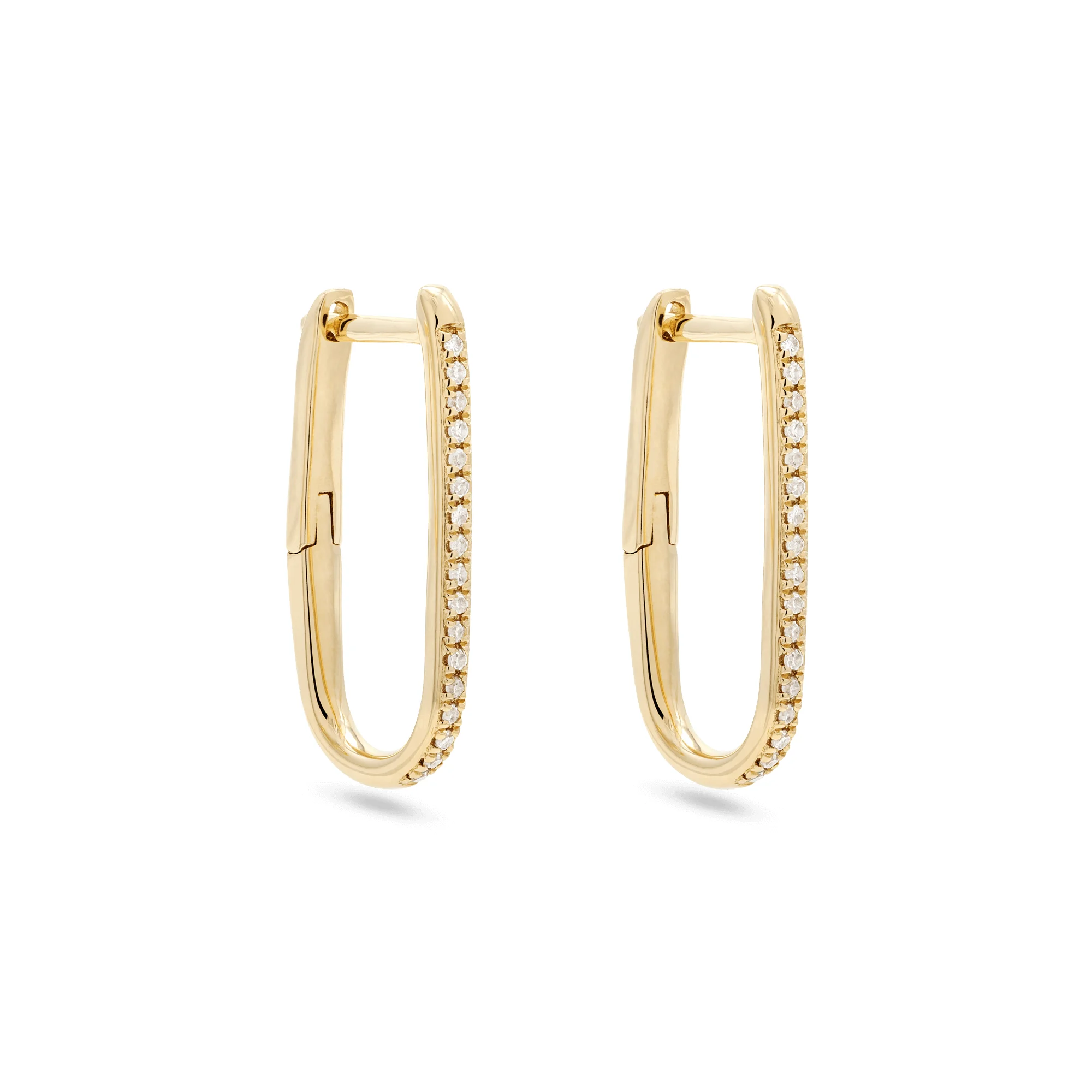 Small Diamond Oval Earrings - 1