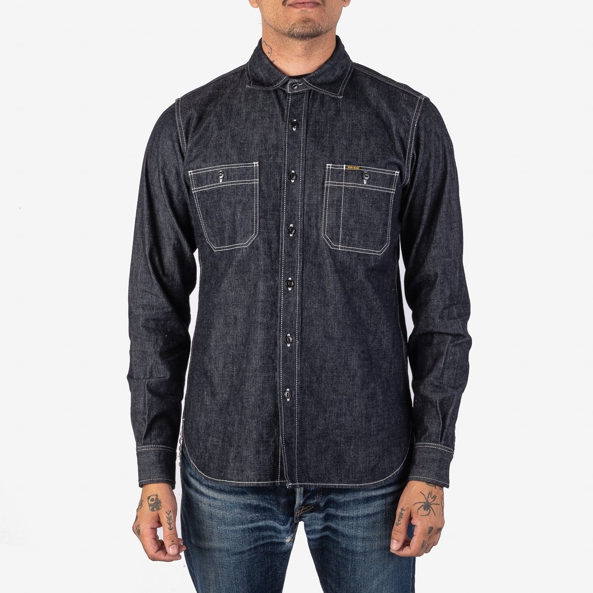 IHSH-322-IND 10oz Selvedge Denim Work Shirt - Indigo - 2