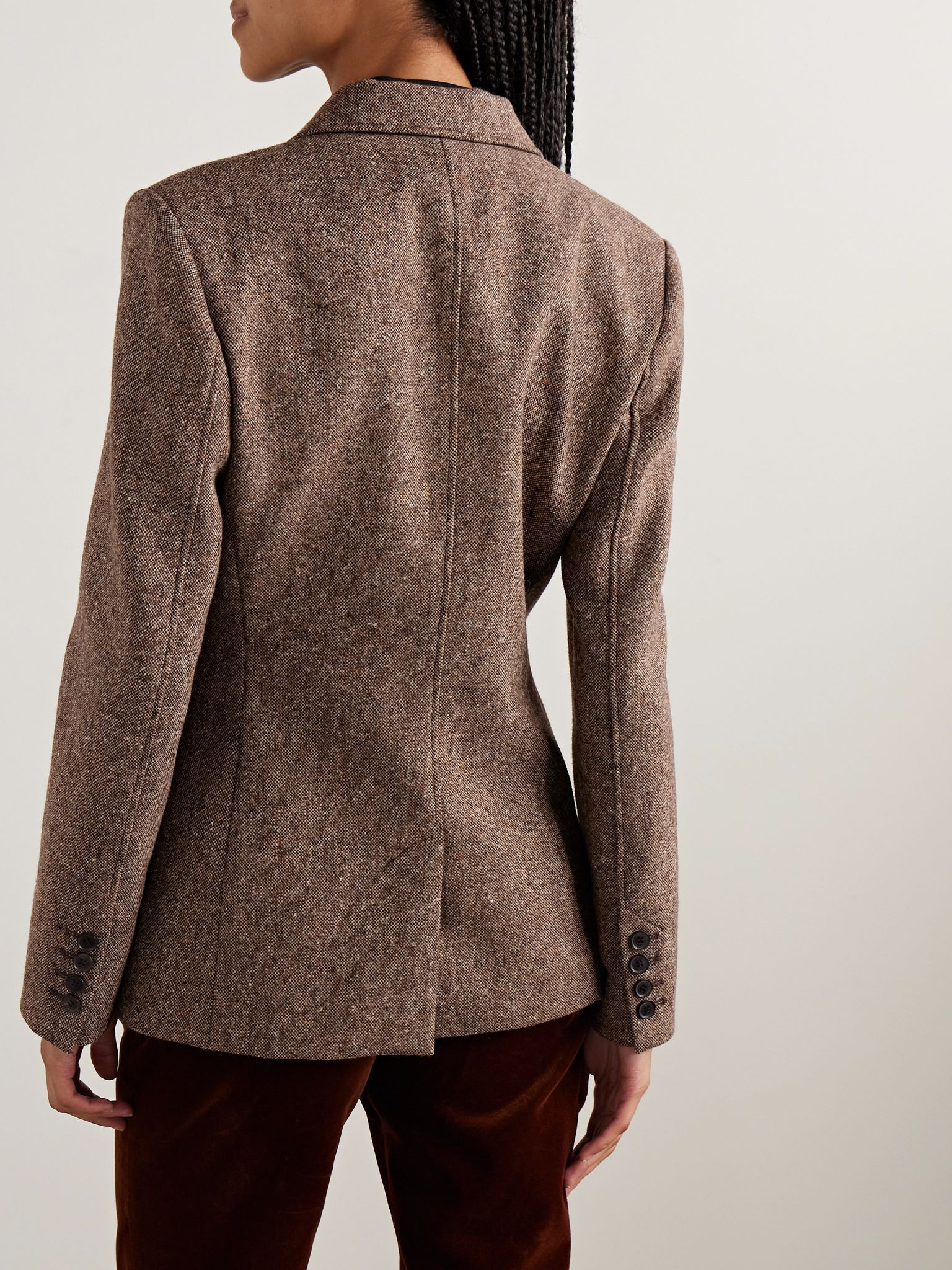 Fleur wool-blend tweed jacket Light brown - 4
