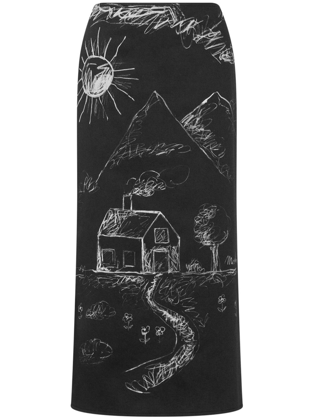 illustration-print skirt - 1
