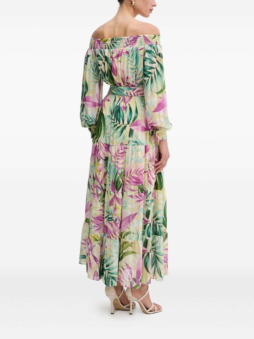 off-shoulder tiered maxi dress - 3