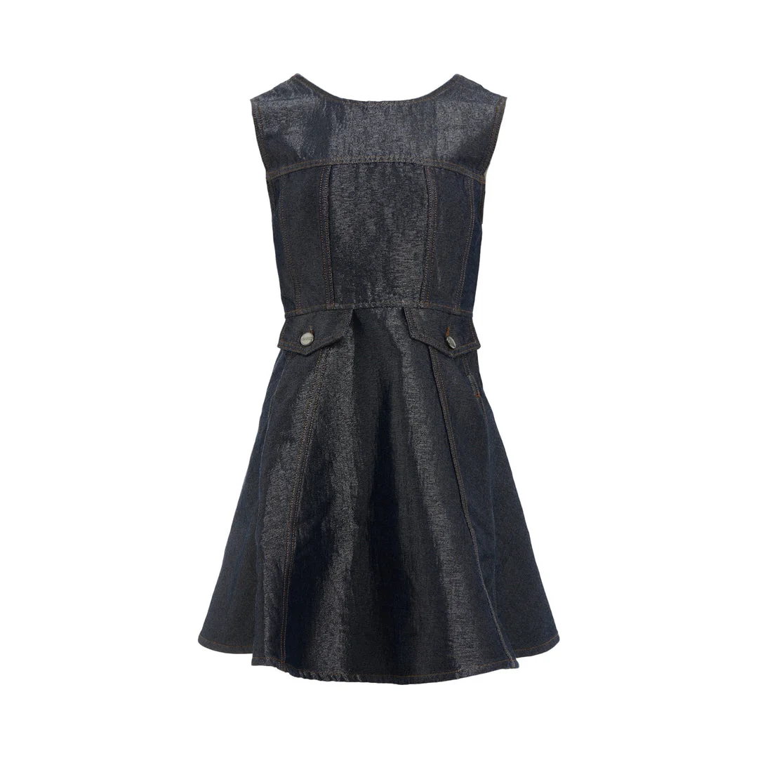 Shiny Weft Denim Mini Dress - 1