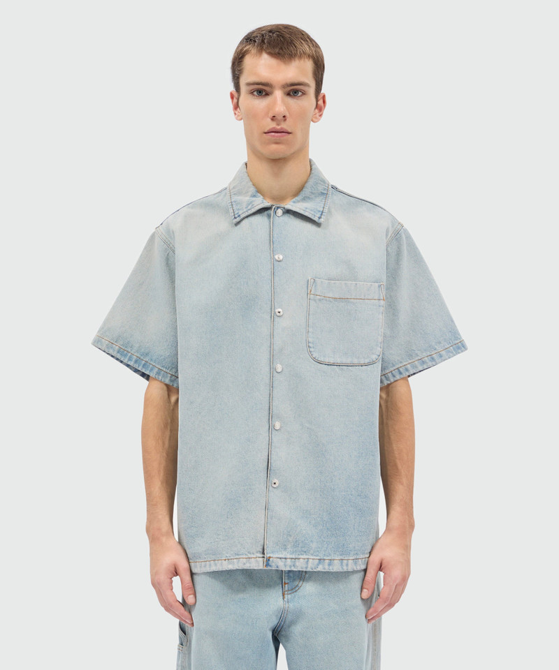 MSGM Light-wash denim short-sleeve shirt outlook