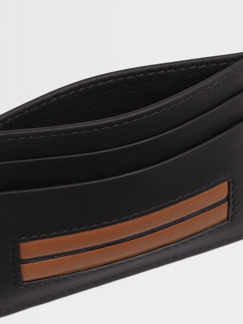 ZEGNA BLACK LEATHER CARD CASE outlook