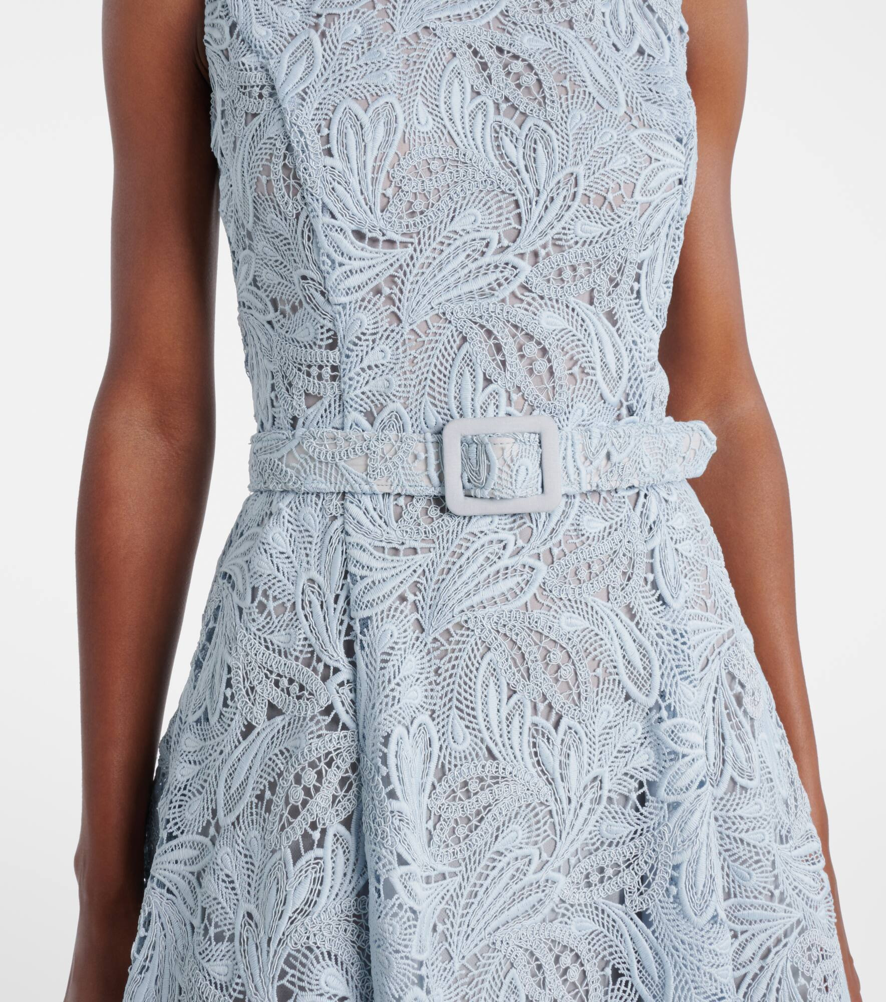 Belted floral lace midi dress - 5