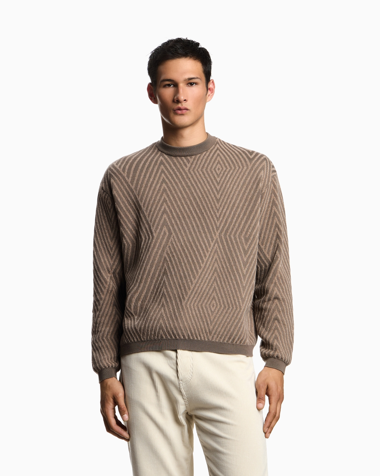 VIRGIN WOOL-BLEND JUMPER WITH OP-ART JACQUARD WITH OVERSIZED DIAMONDS - 4