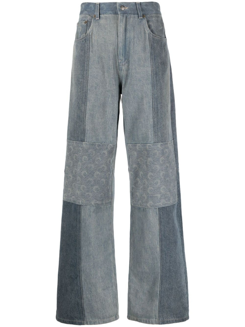 Regenerated denim low-rise wide-leg jeans 1