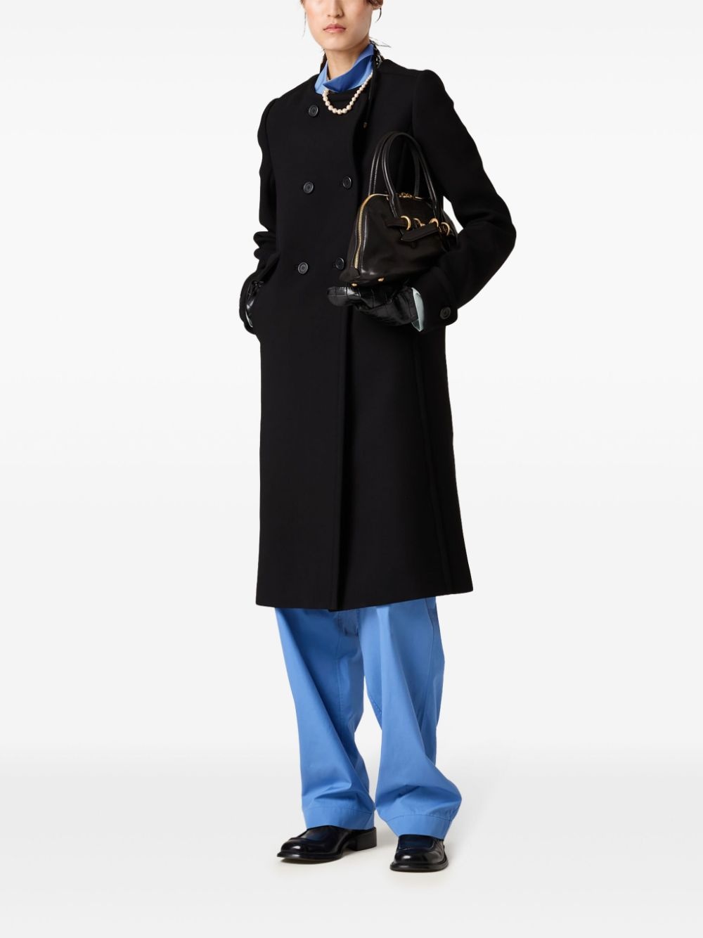 embroidered-logo poplin trousers - 2