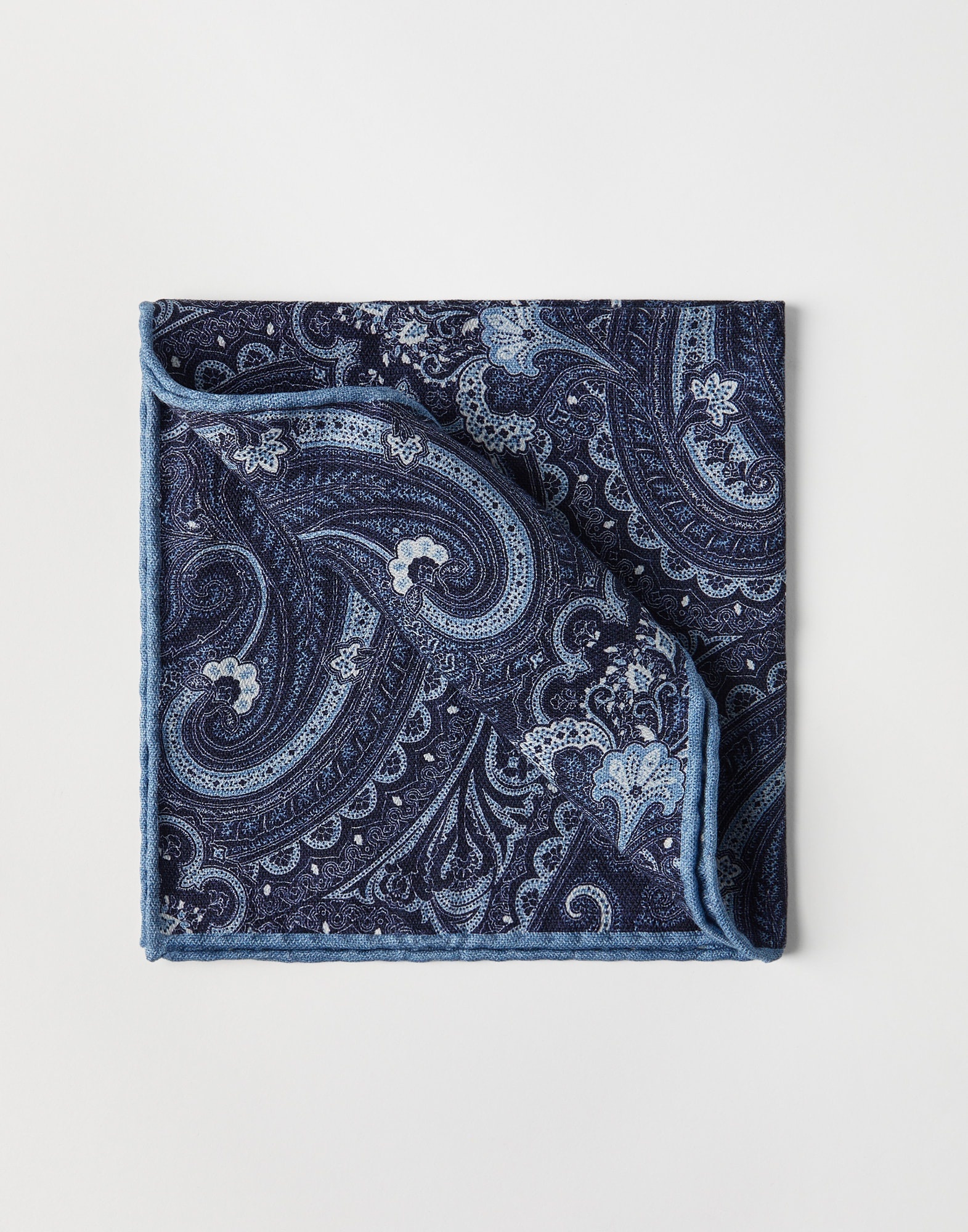 Double face silk pocket square with paisley design - 1