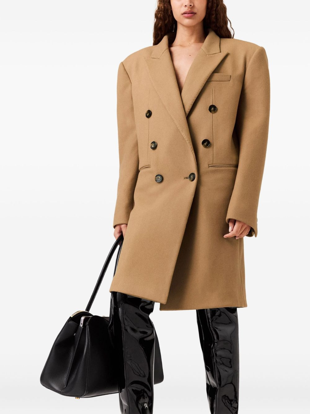 padded-shoulder double-breasted coat - 4