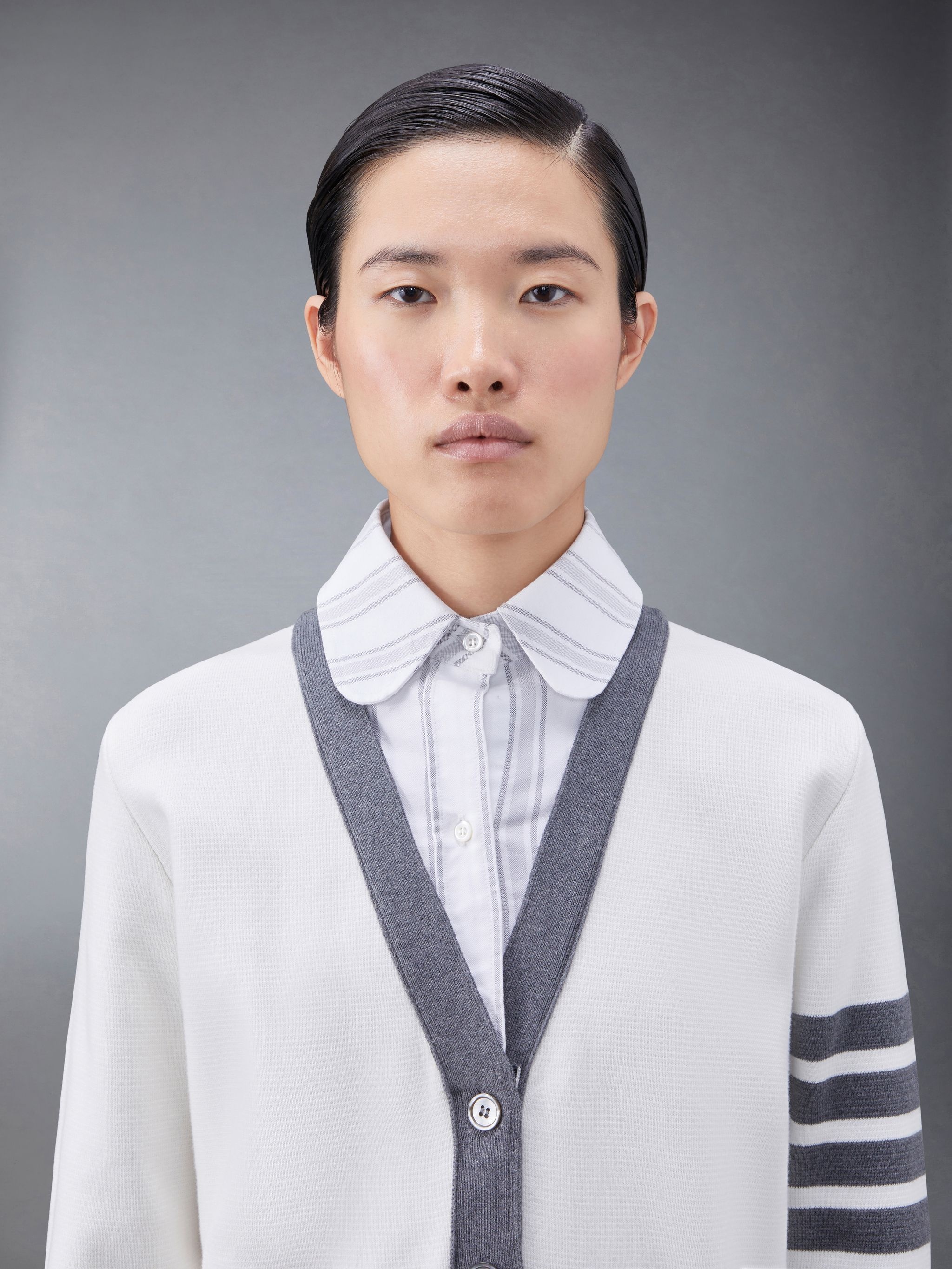 Cotton Milano and Oxford 4-Bar V-Neck Cardigan Shirt Combo - 6