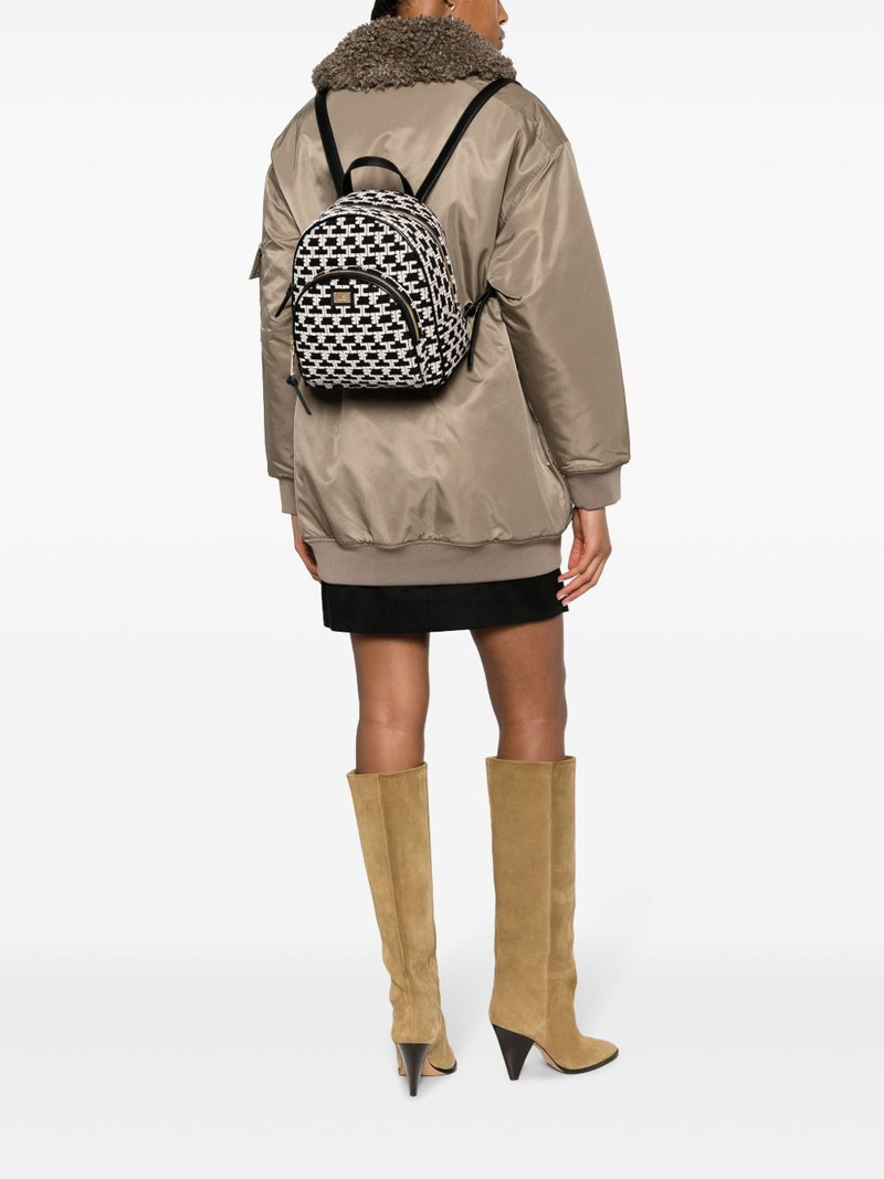ELISABETTA FRANCHI monogram-pattern logo-plaque backpack outlook