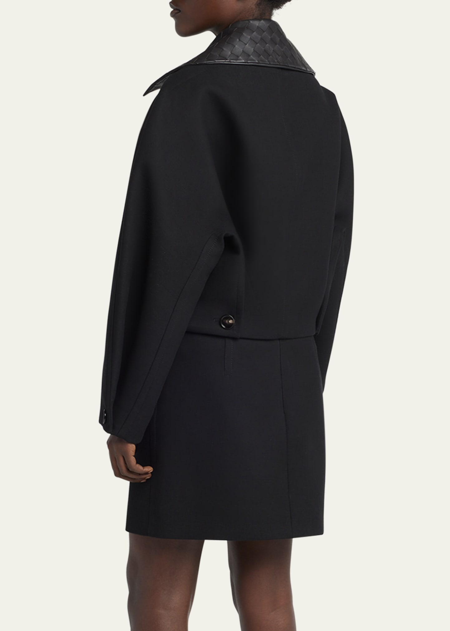 Intrecciato Collar Wide-Sleeve Cotton Jacket - 3