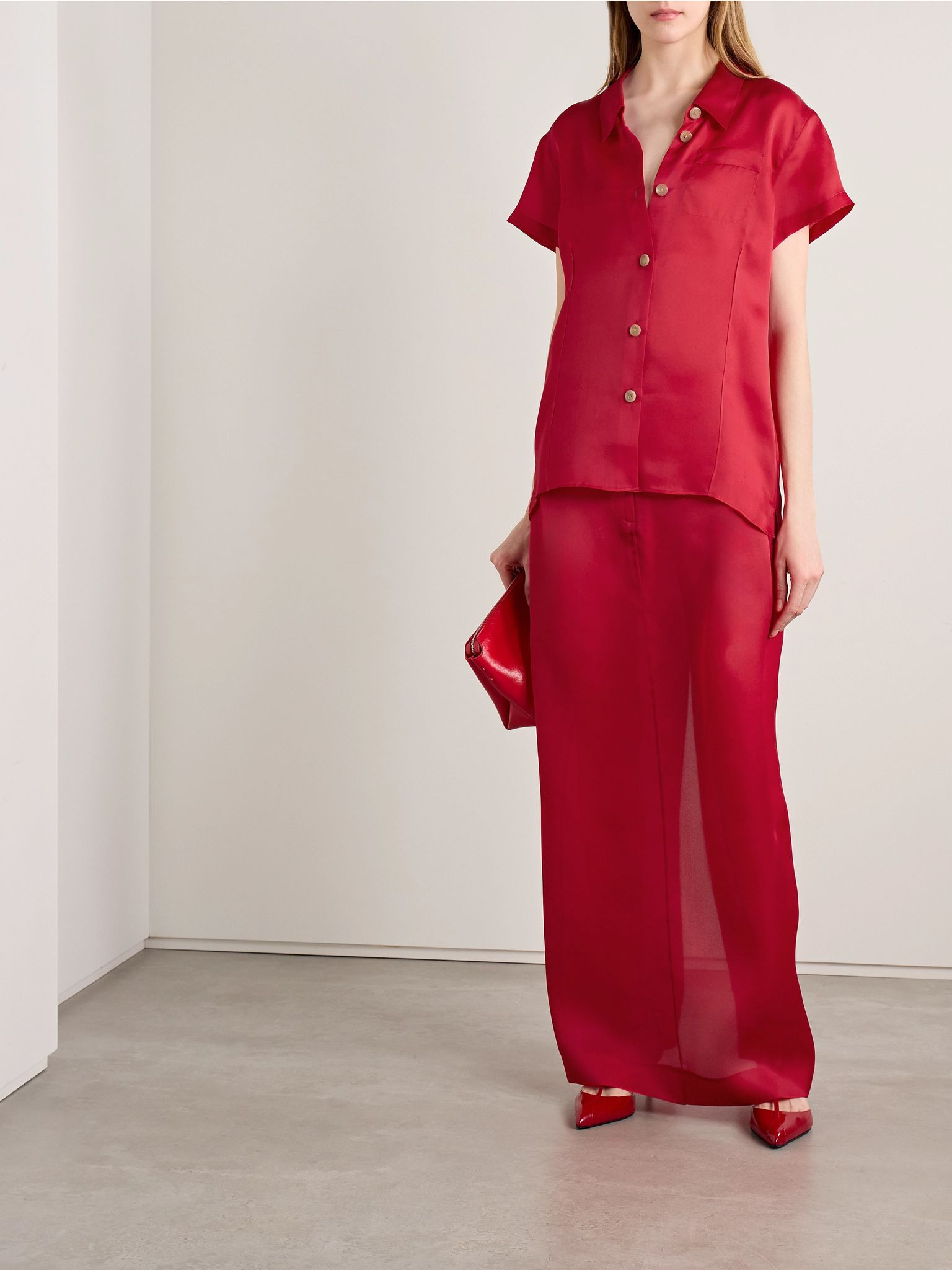 Keefe silk-organza shirt Red - 2